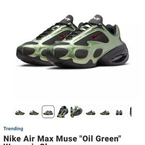 Women’s Nike Air Max Muse in Green with Red Accents